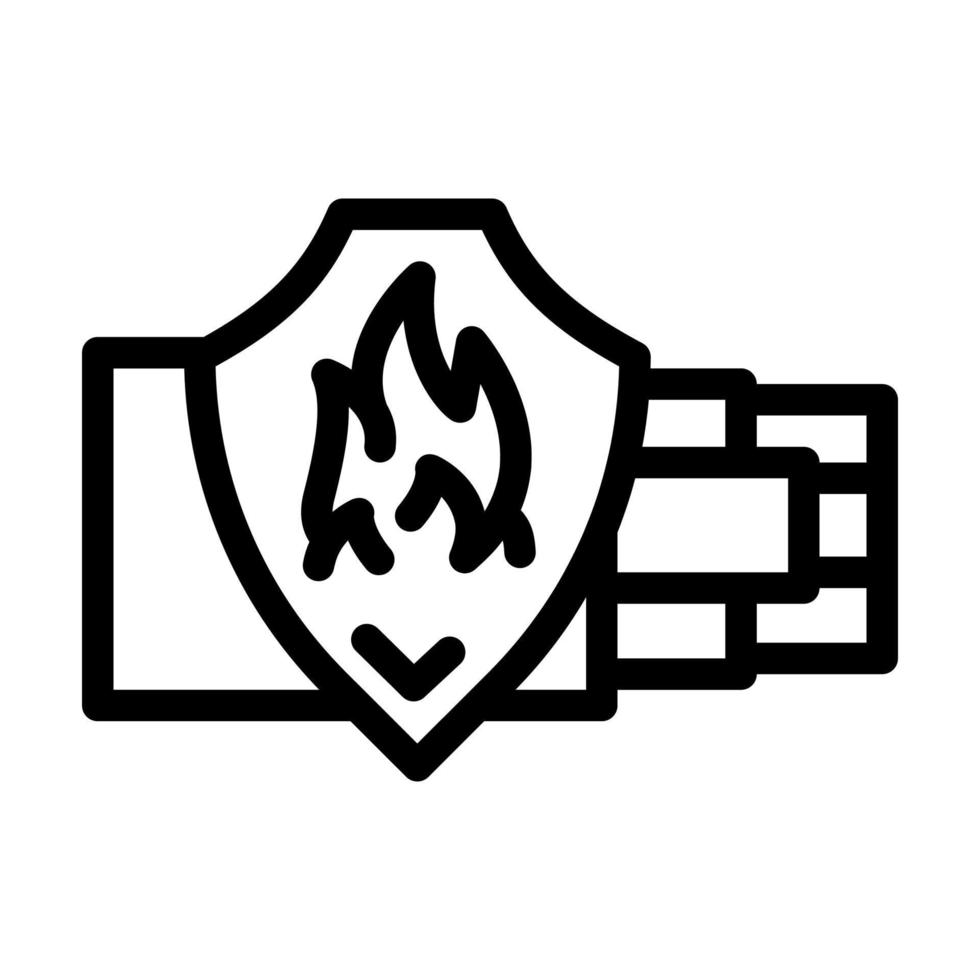 Ilustración de vector de icono de línea de cables resistentes al fuego