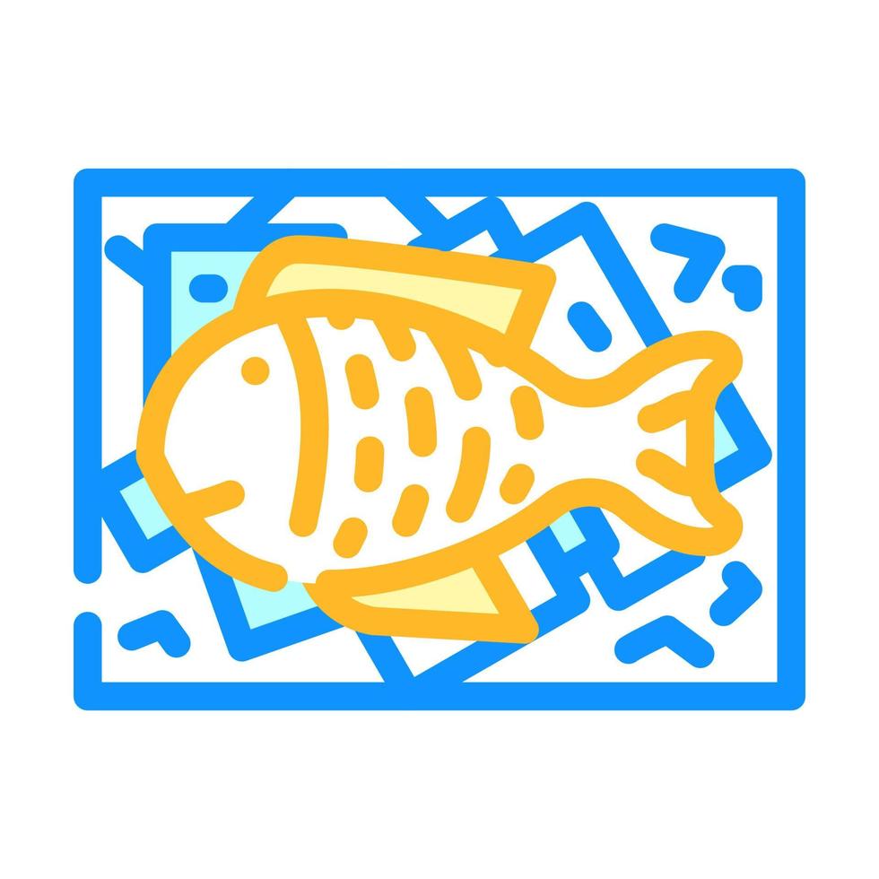 showcase with fish and ice color icon vector illustration