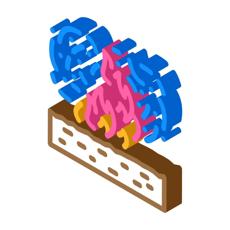 burning field peat isometric icon vector illustration