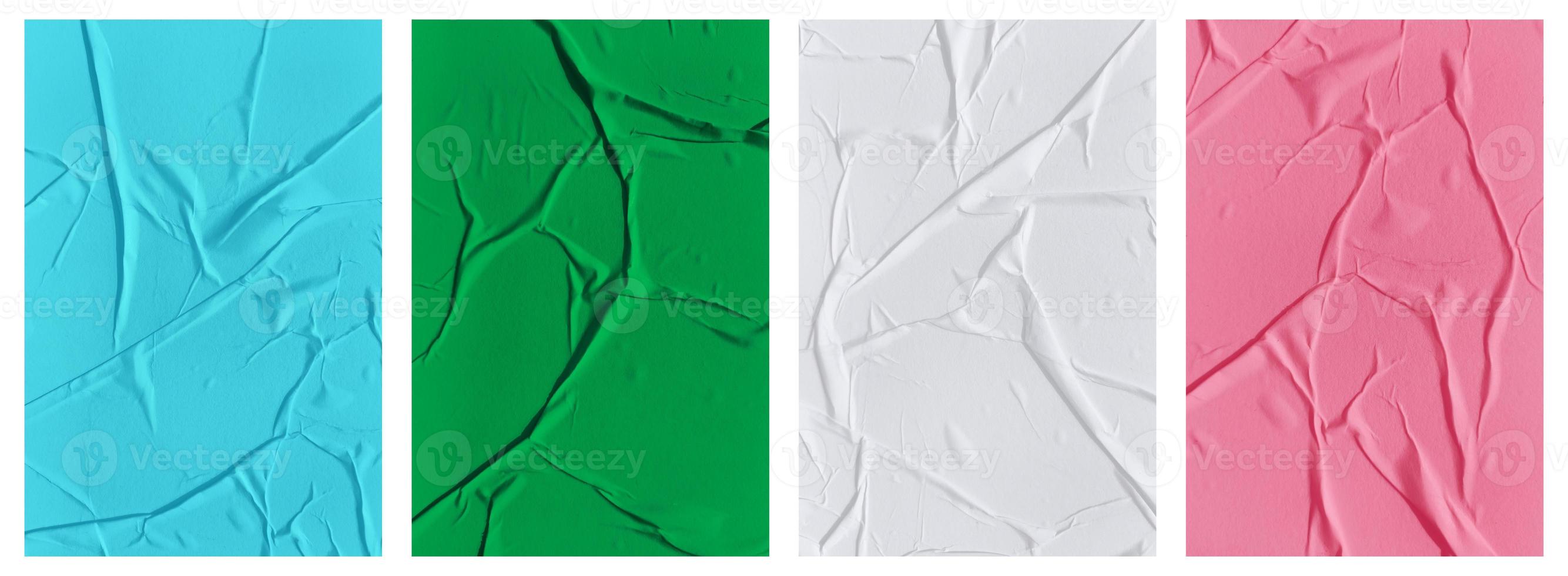 Set of wrinkled paper templates. wet blank paper for poster and text photo