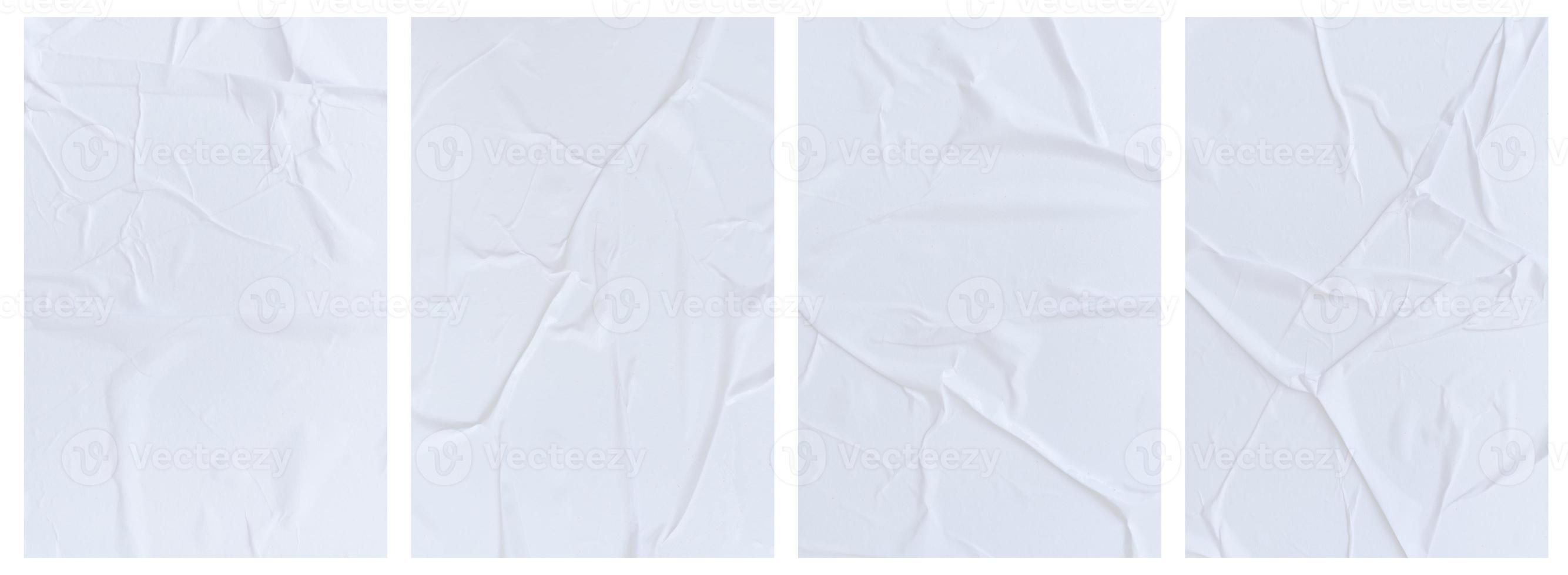 Set of wrinkled paper templates. wet blank paper for poster and text photo