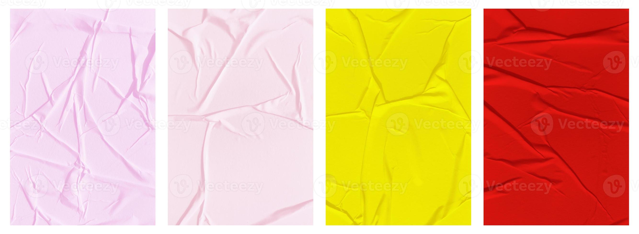 Set of wrinkled paper templates. wet blank paper for poster and text photo