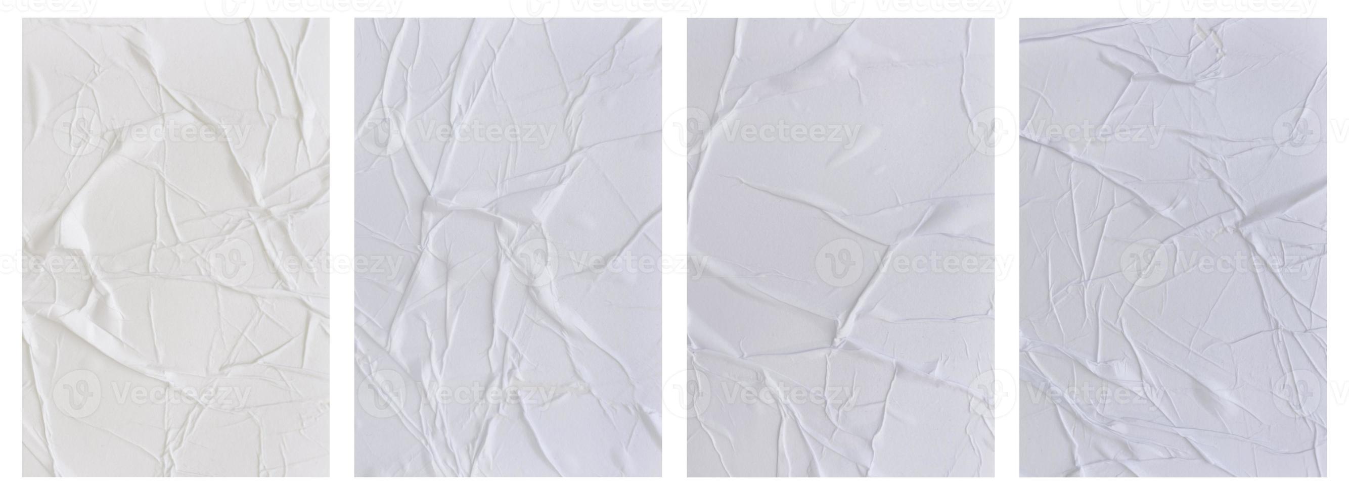 Set of wrinkled paper templates. wet blank paper for poster and text photo