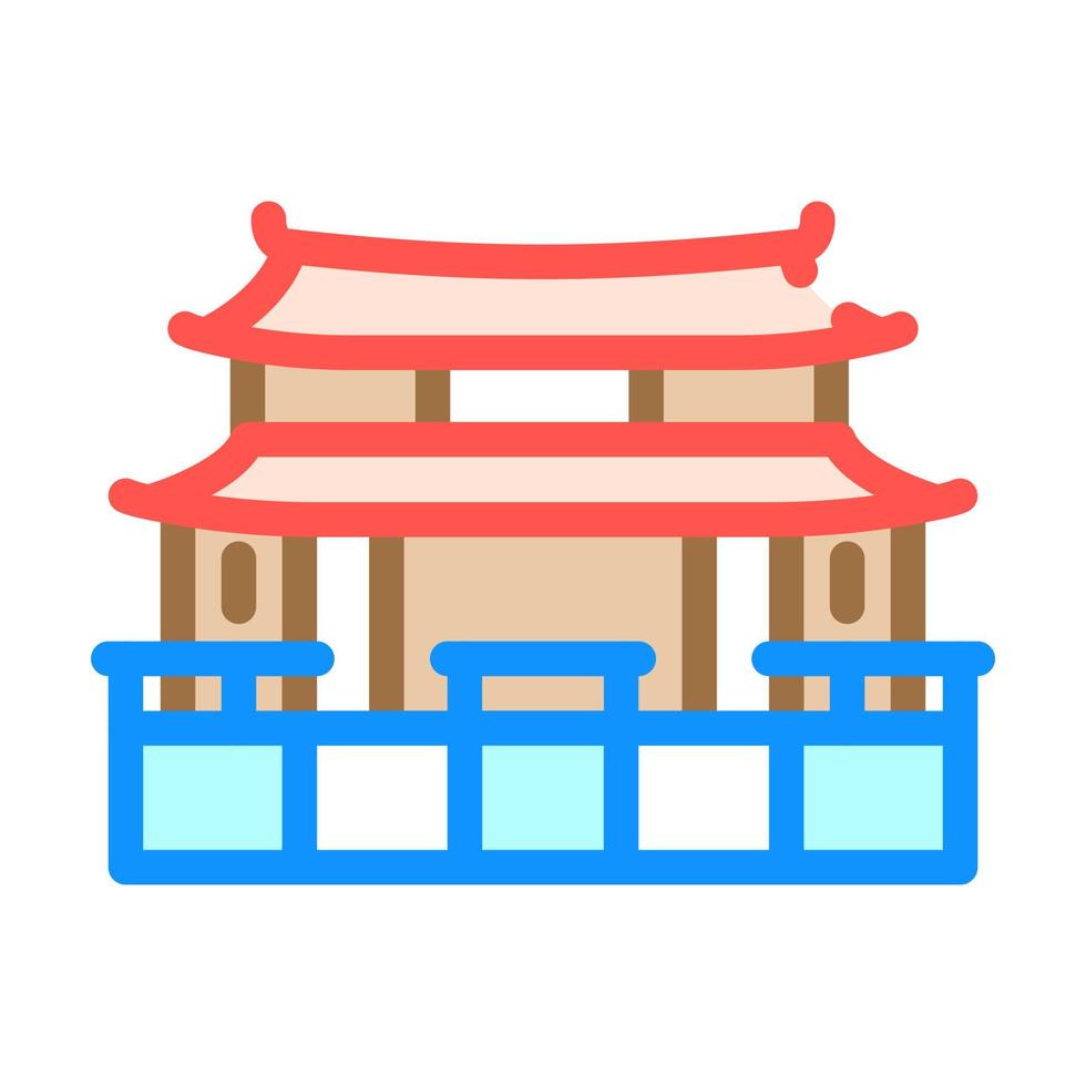 ilustración de vector de icono de color de templo chino tradicional