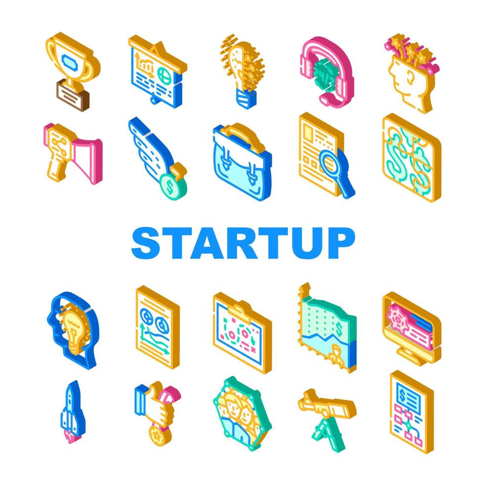 Startup Business Work Collection Icons Set Vector