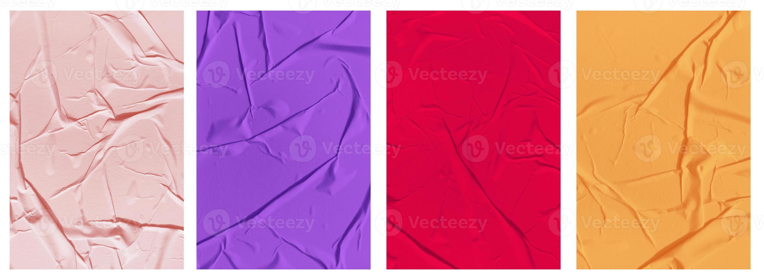 Set of wrinkled paper templates. wet blank paper for poster and text photo