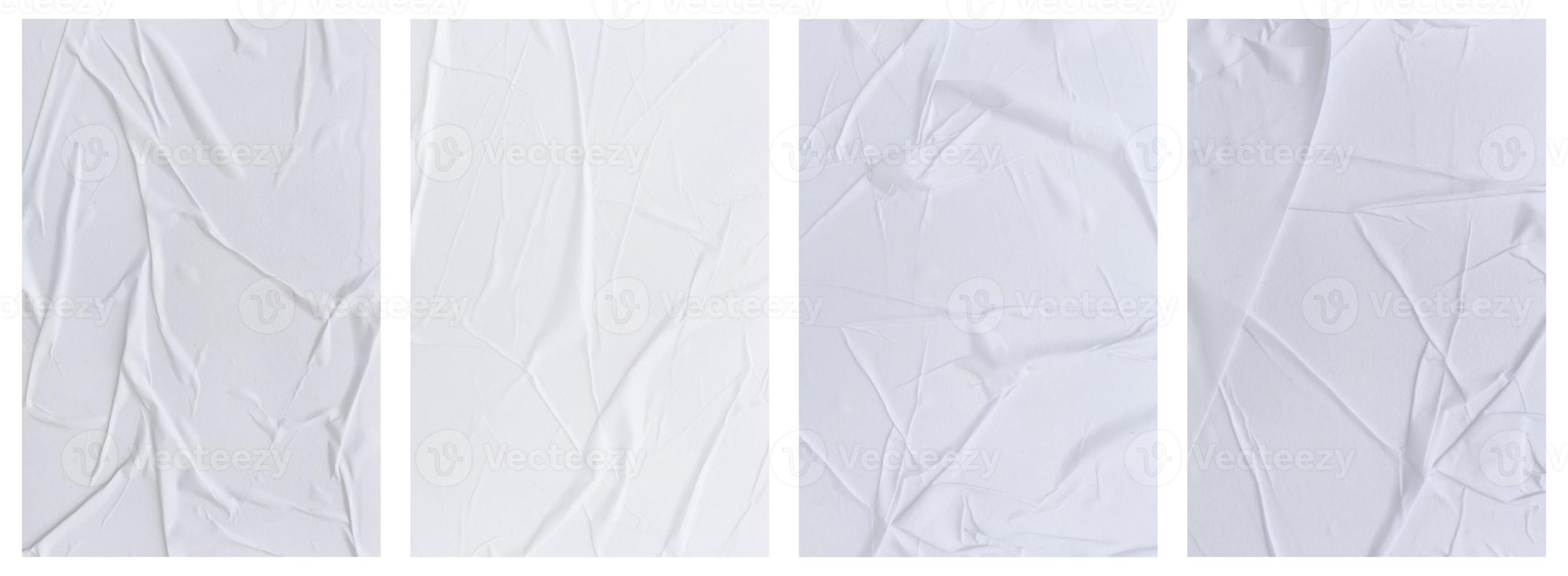 Set of wrinkled paper templates. wet blank paper for poster and text photo