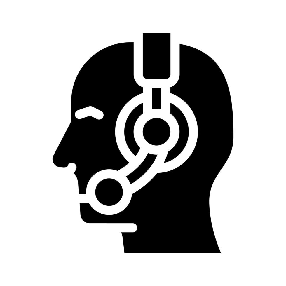 operator call center worker with headphones glyph icon vector illustration