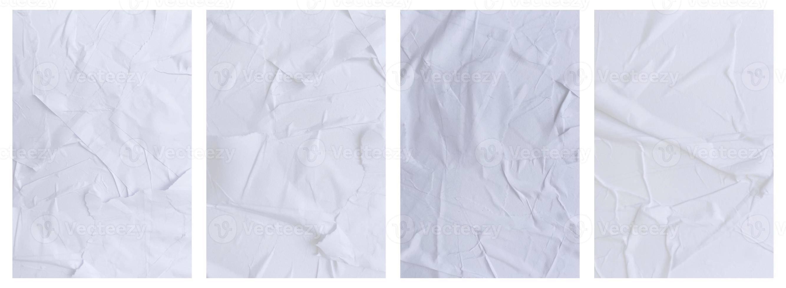 Set of wrinkled paper templates. wet blank paper for poster and text photo