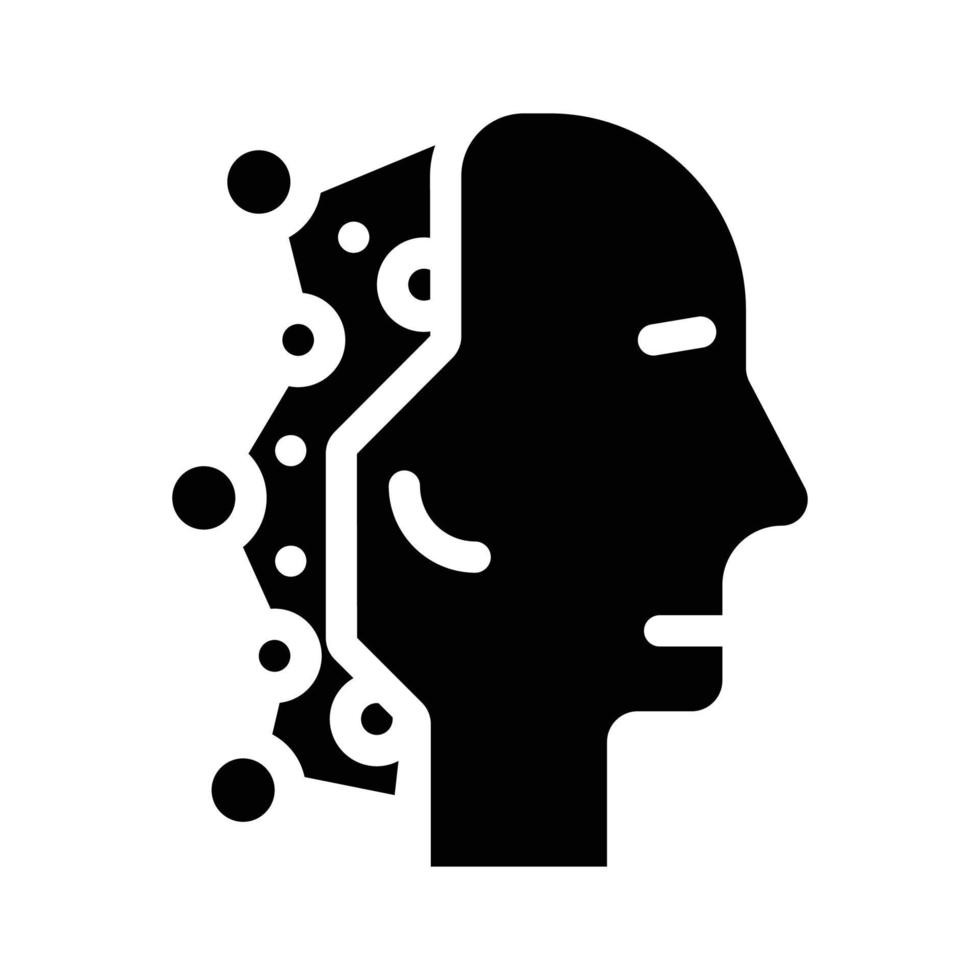 robot head artificial intelligence glyph icon vector illustration ...