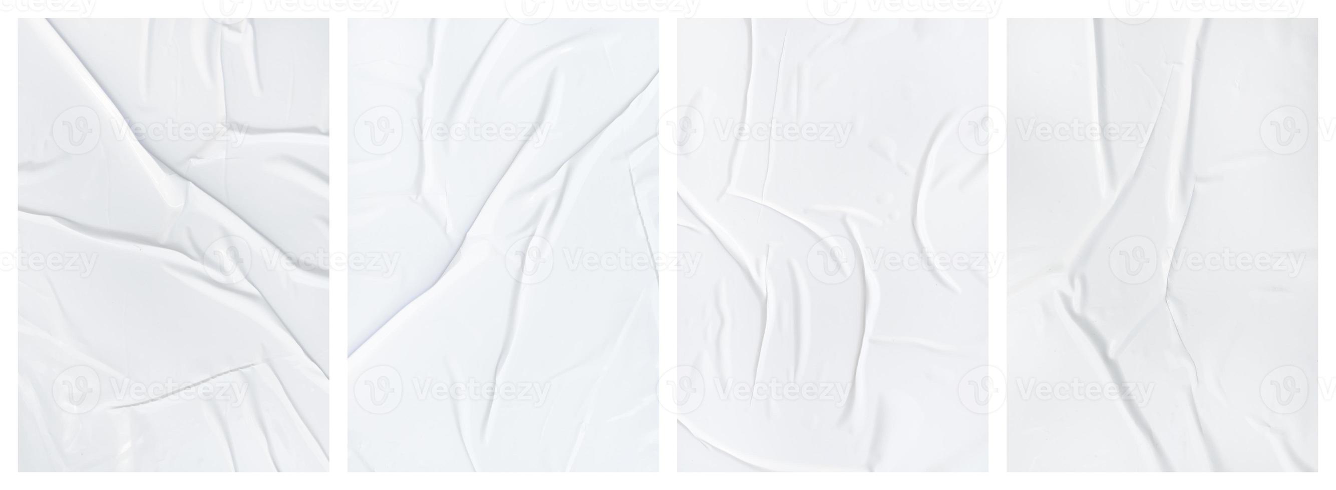 Set of wrinkled paper templates. wet blank paper for poster and text photo