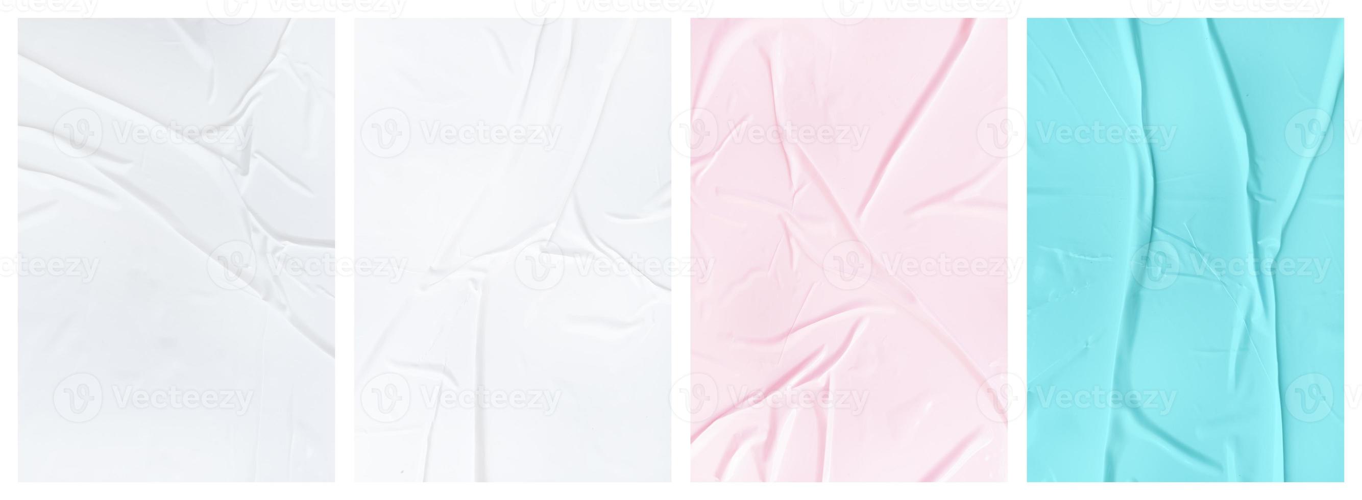 Set of wrinkled paper templates. wet blank paper for poster and text photo