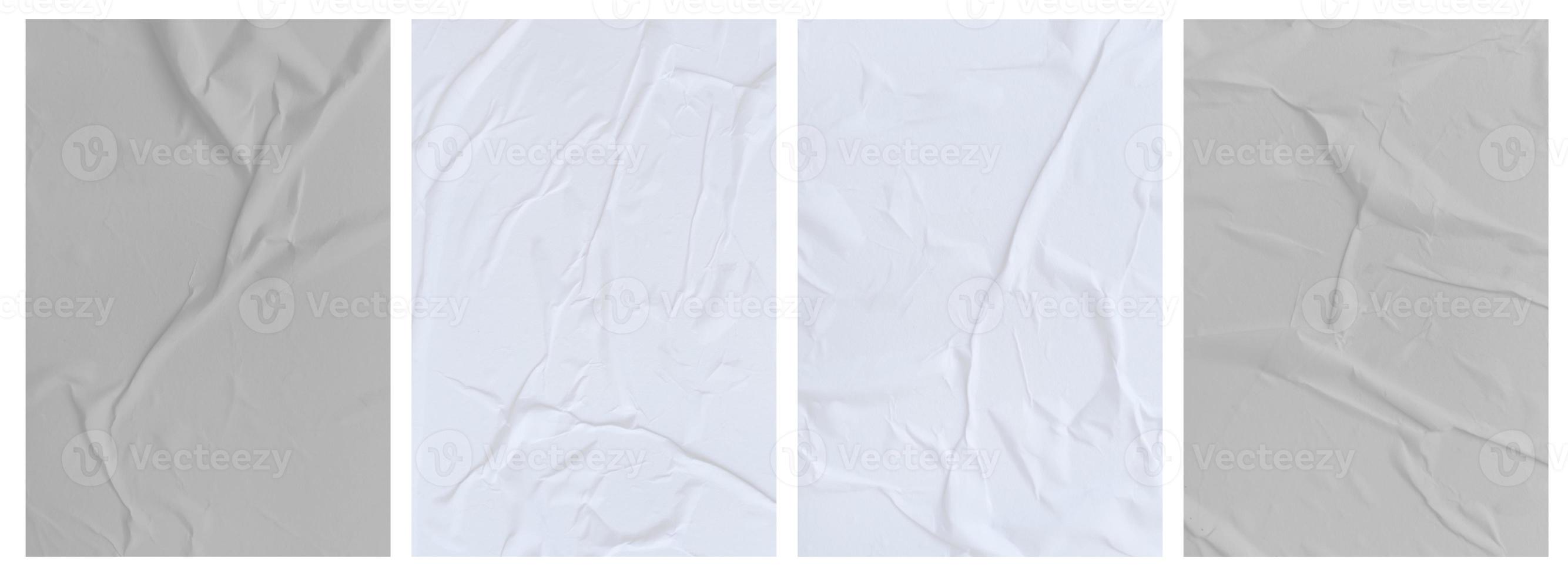 Set of wrinkled paper templates. wet blank paper for poster and text photo