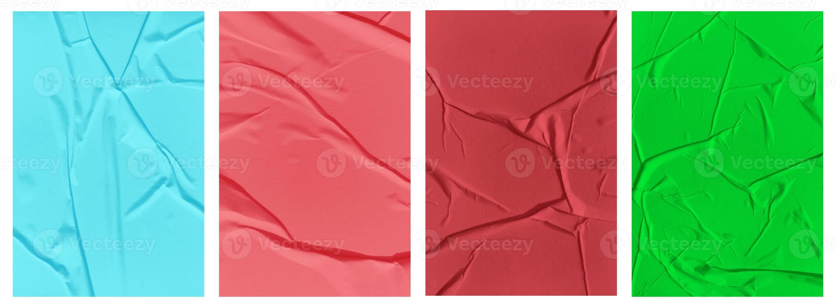Set of wrinkled paper templates. wet blank paper for poster and text photo