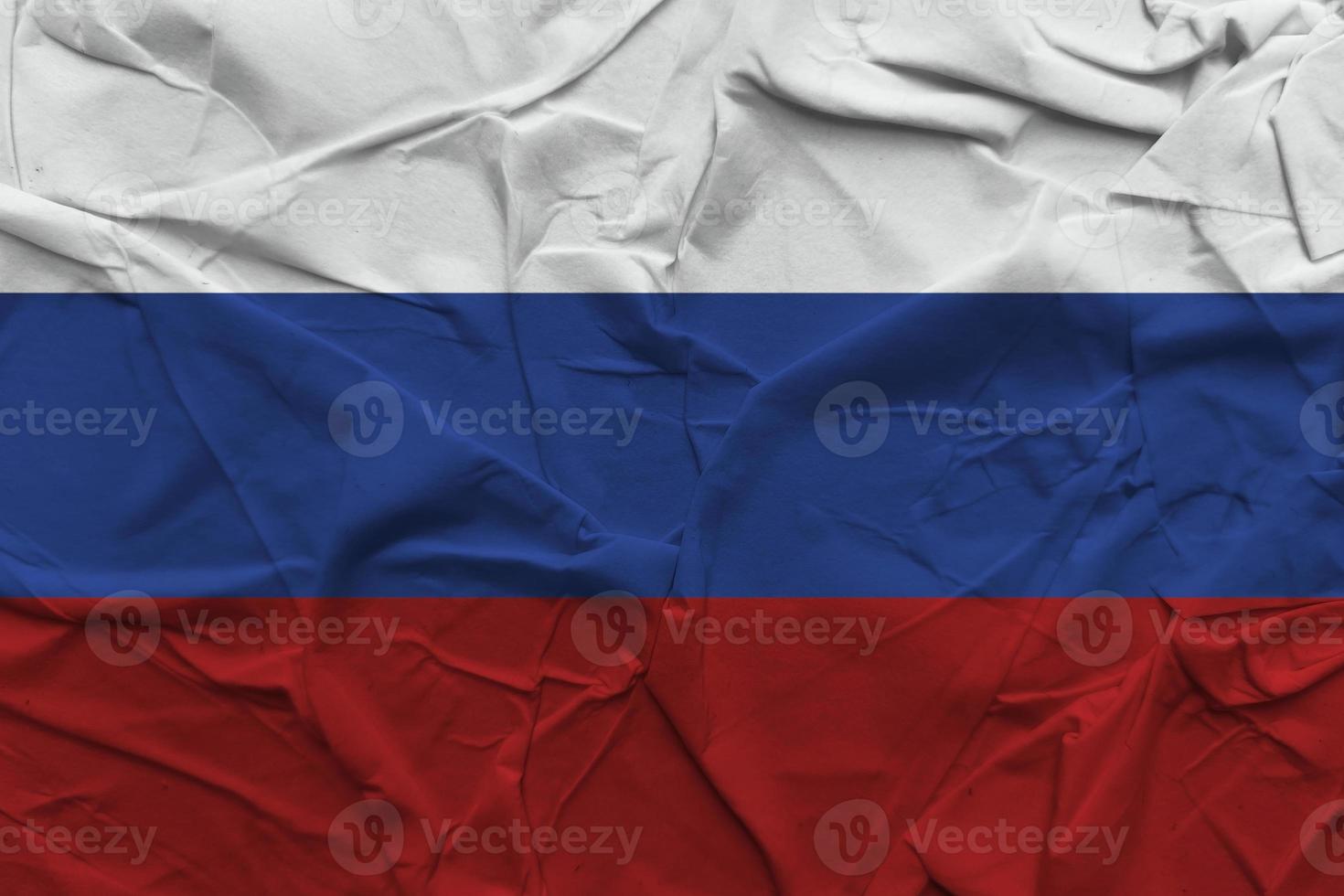 Russian flag made of crumpled paper photo