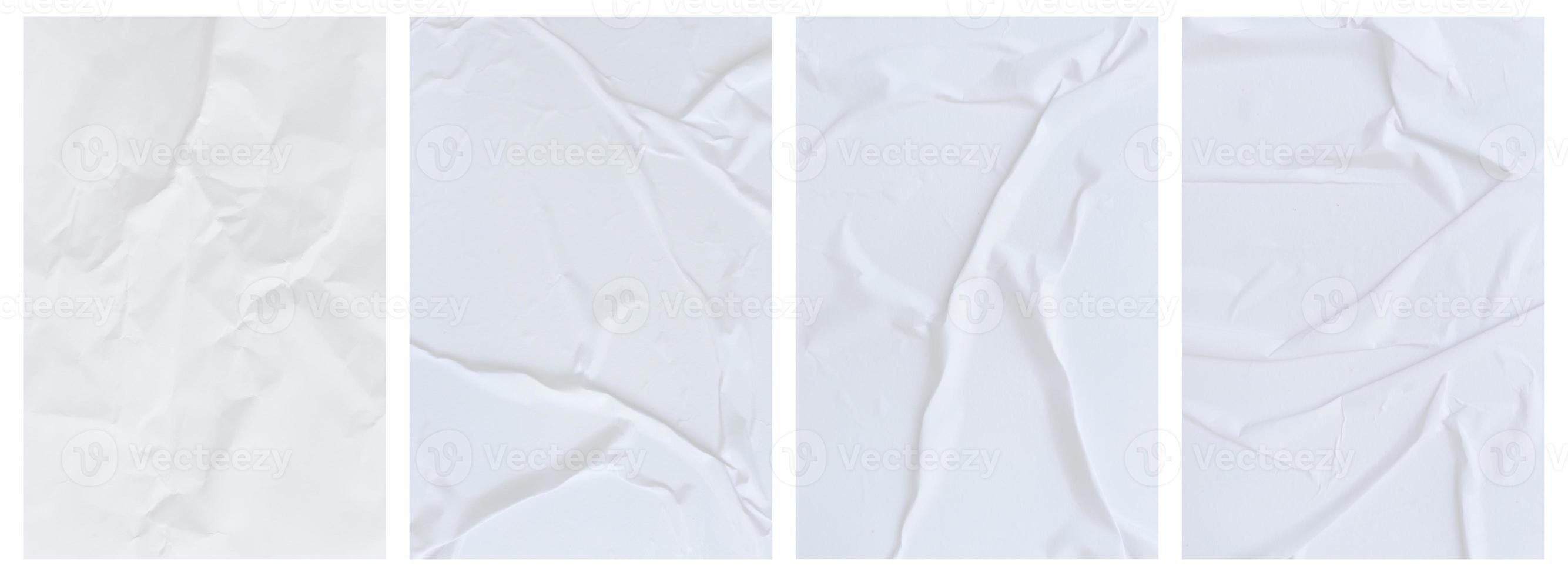 Set of wrinkled paper templates. wet blank paper for poster and text photo