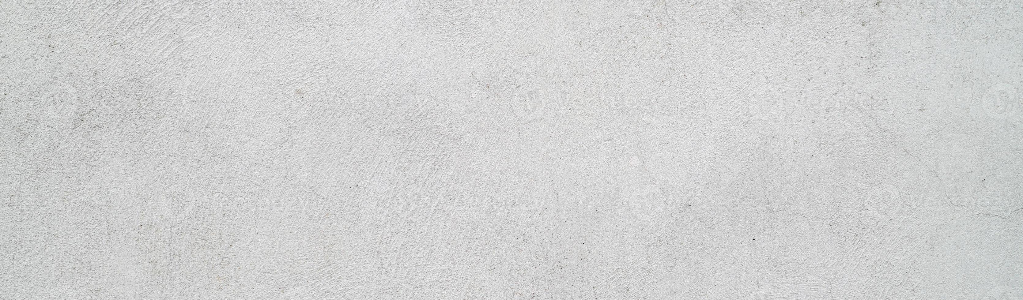 Panoramic white concrete scratched, white plaster wall surface for background photo
