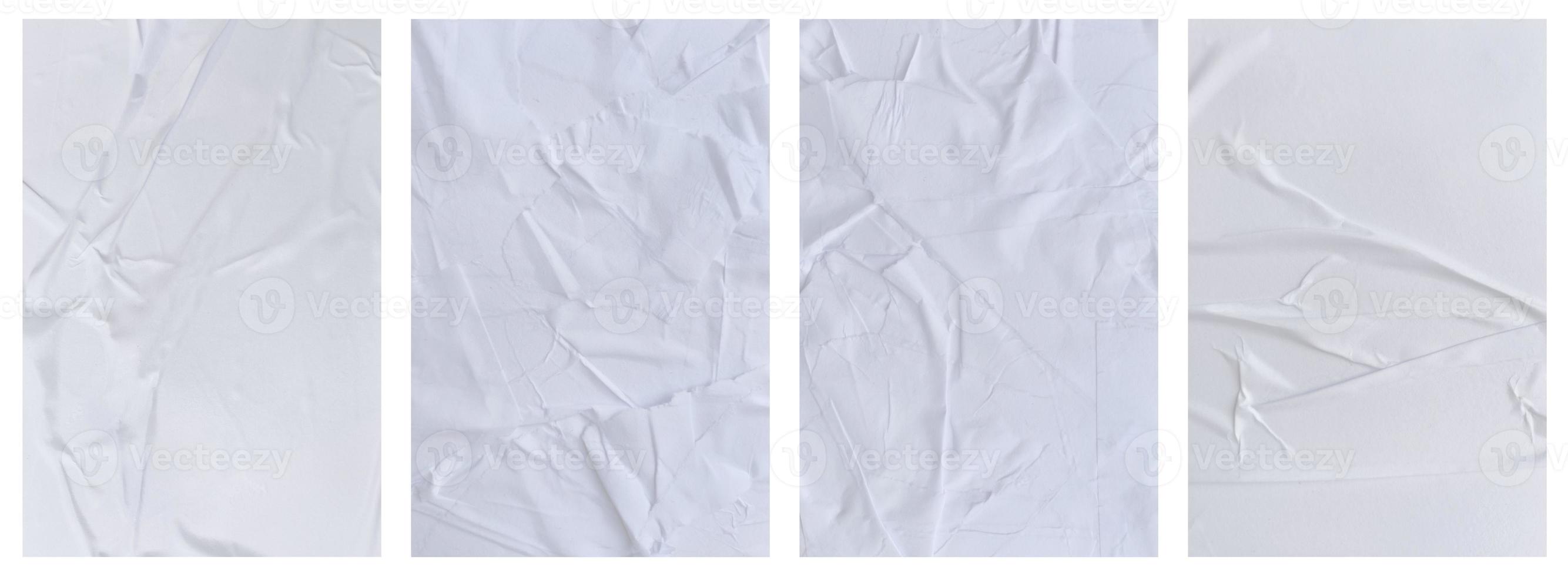 Set of wrinkled paper templates. wet blank paper for poster and text photo