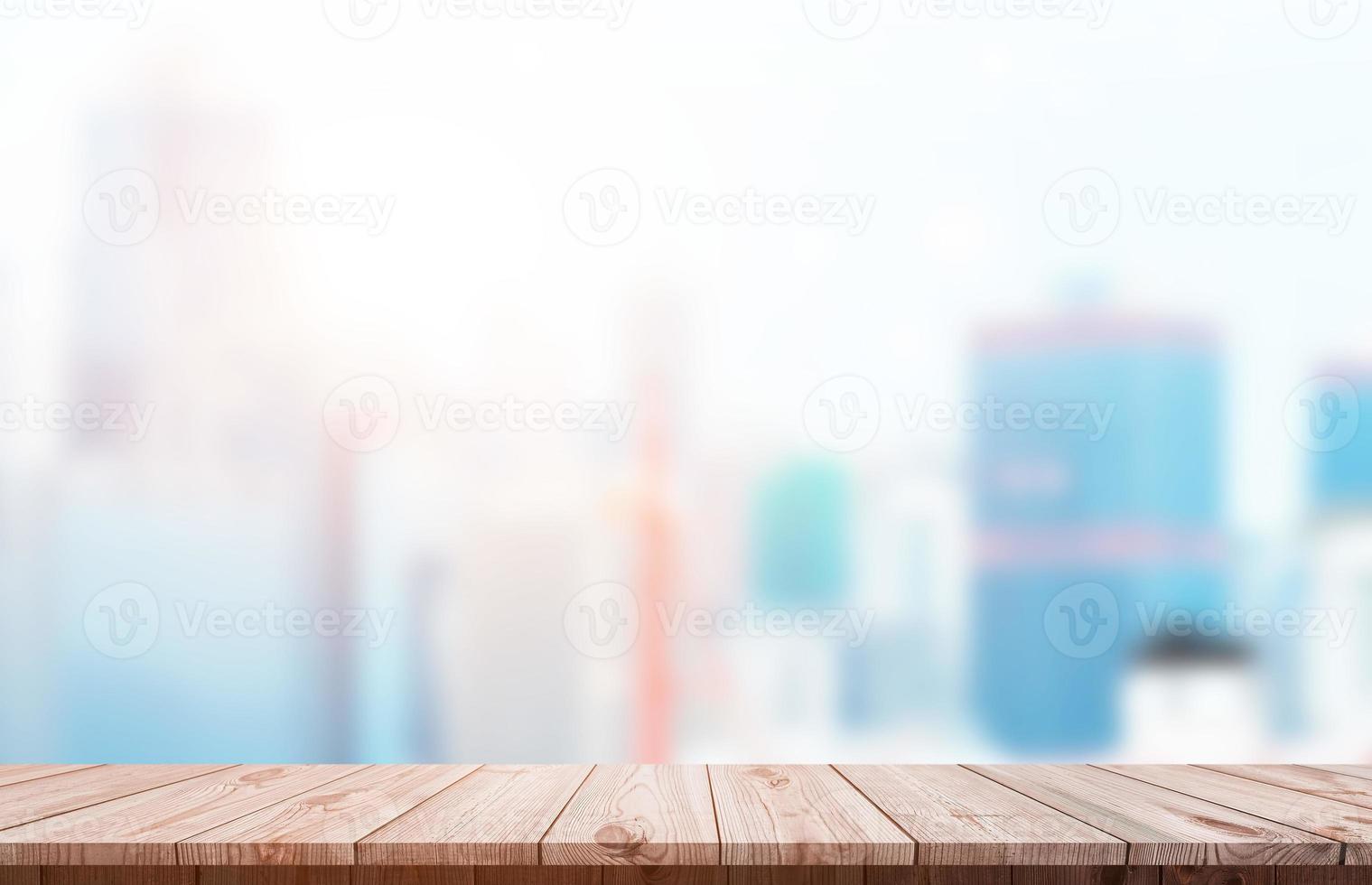 Table top and blur building background glass window For montage product display photo