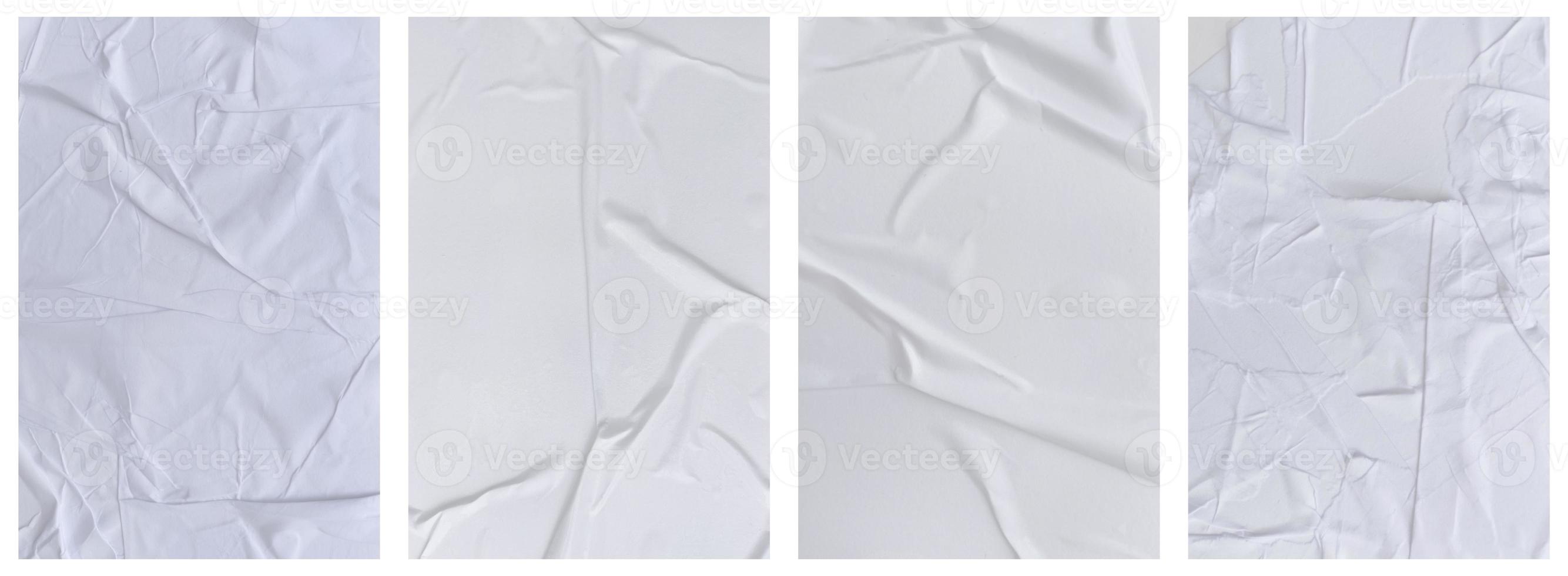 Set of wrinkled paper templates. wet blank paper for poster and text photo