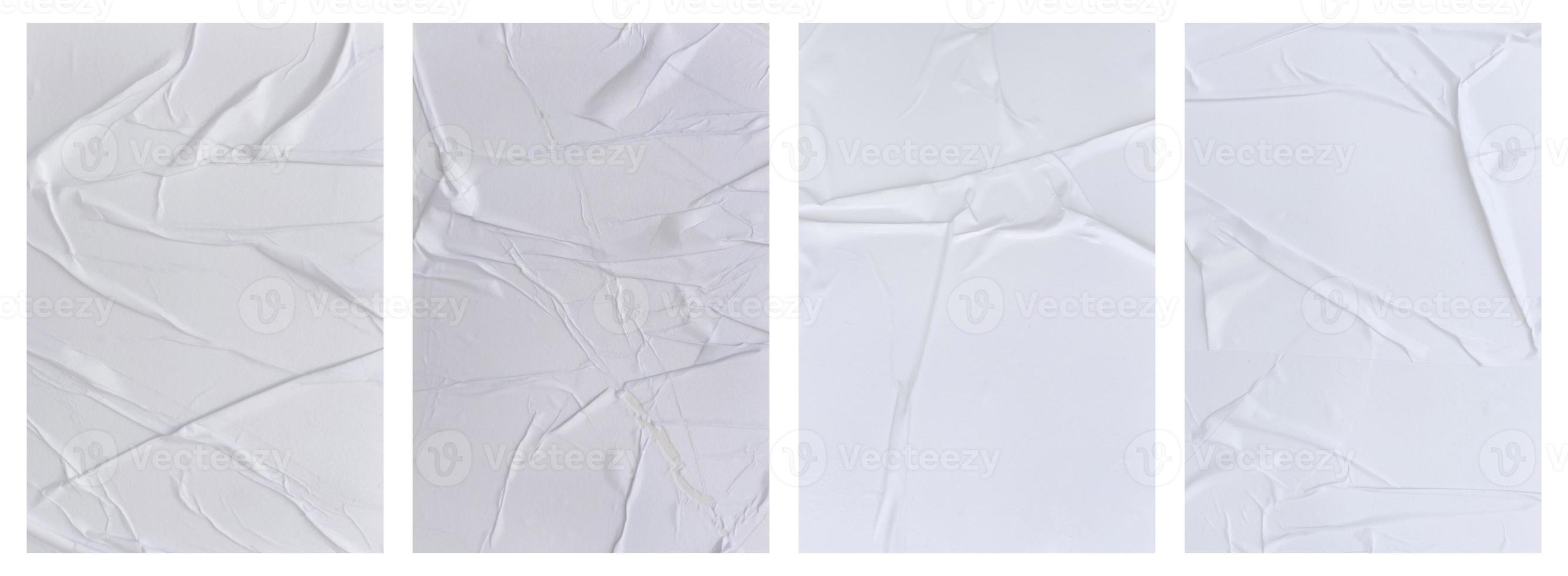 Set of wrinkled paper templates. wet blank paper for poster and text photo