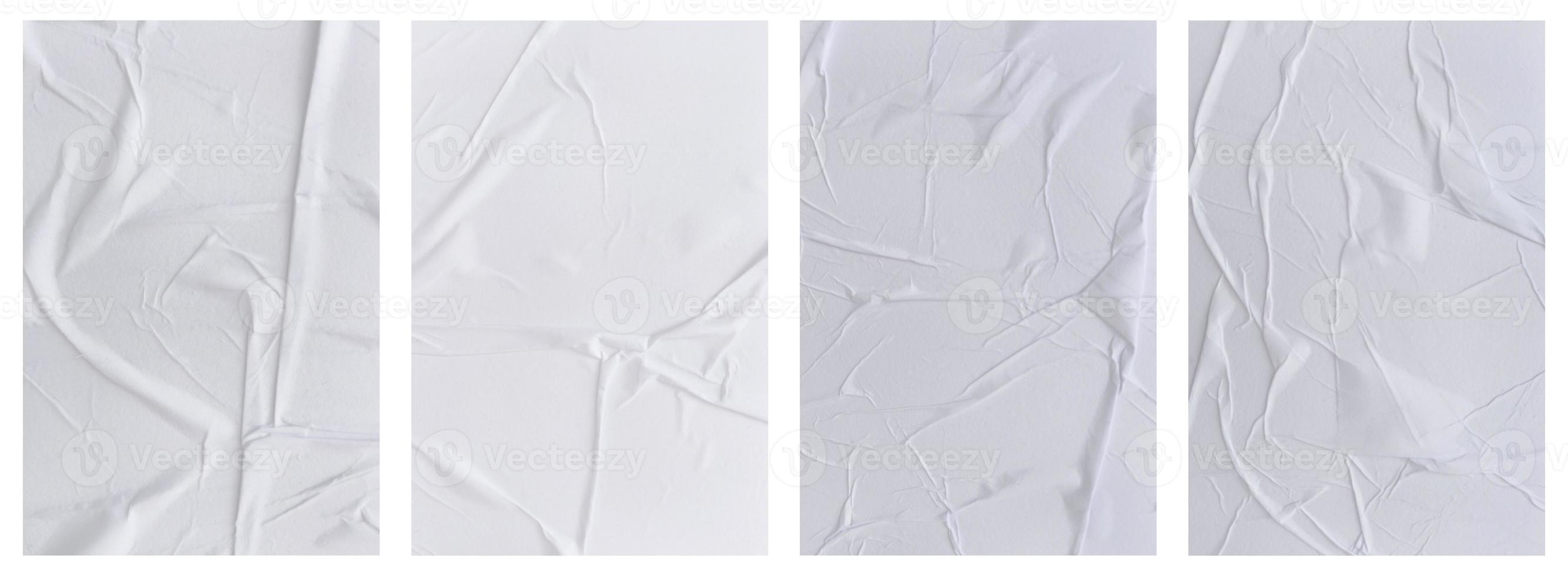 Set of wrinkled paper templates. wet blank paper for poster and text photo