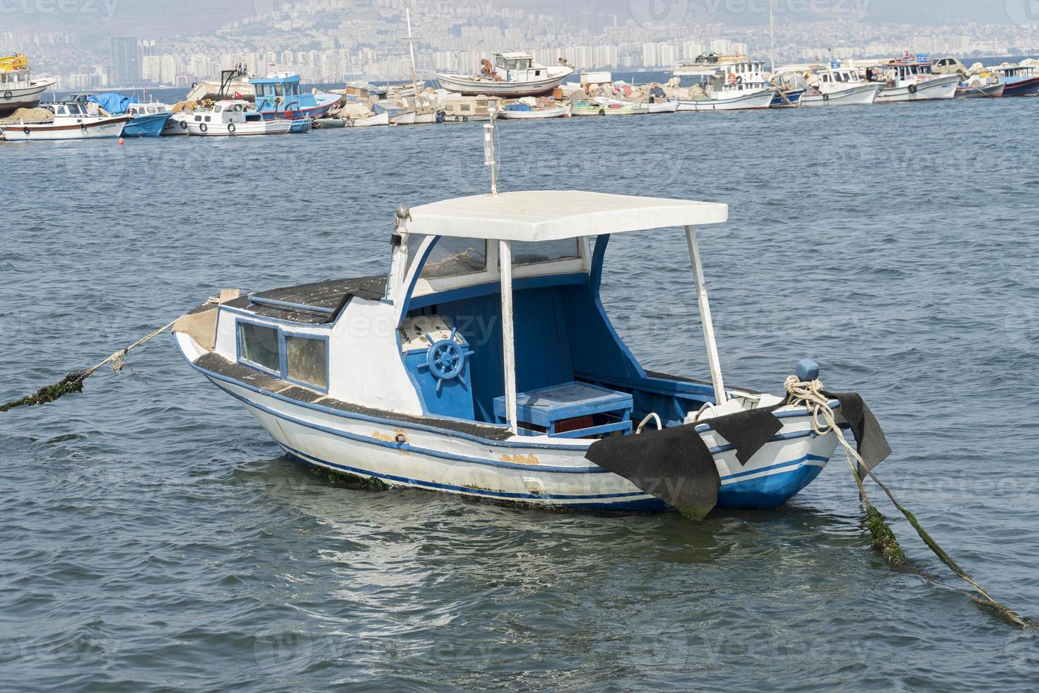 The anchored vessels in port photo