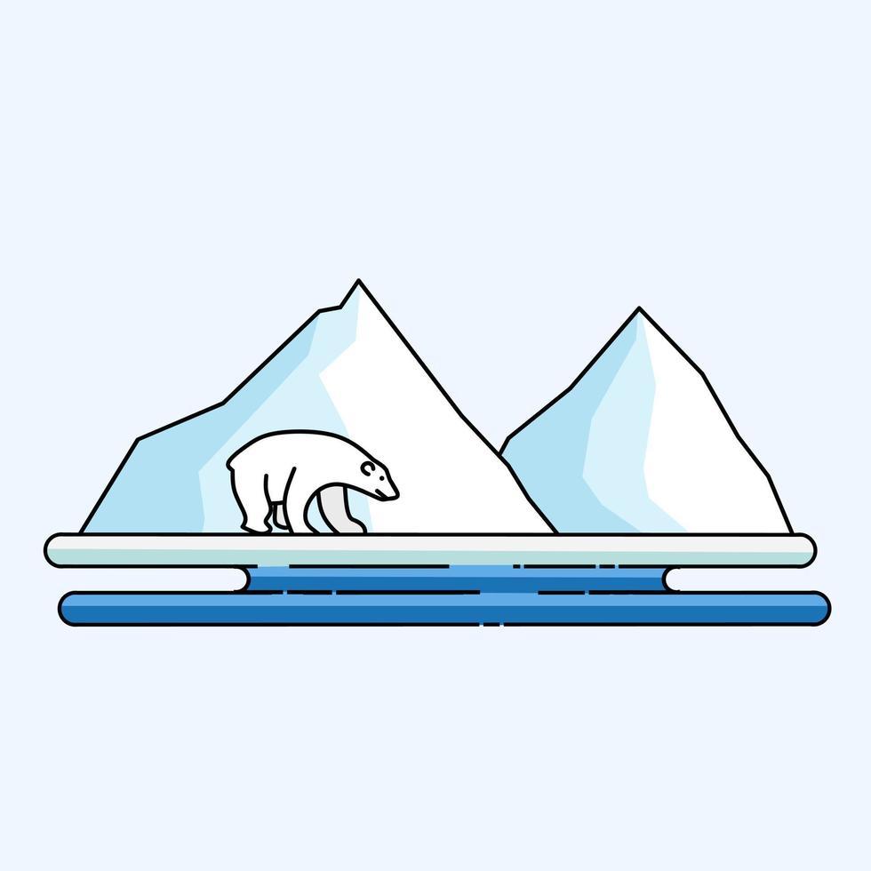 vector de ilustración de montaña de hielo y oso polar perfecto para imprimir, etc.