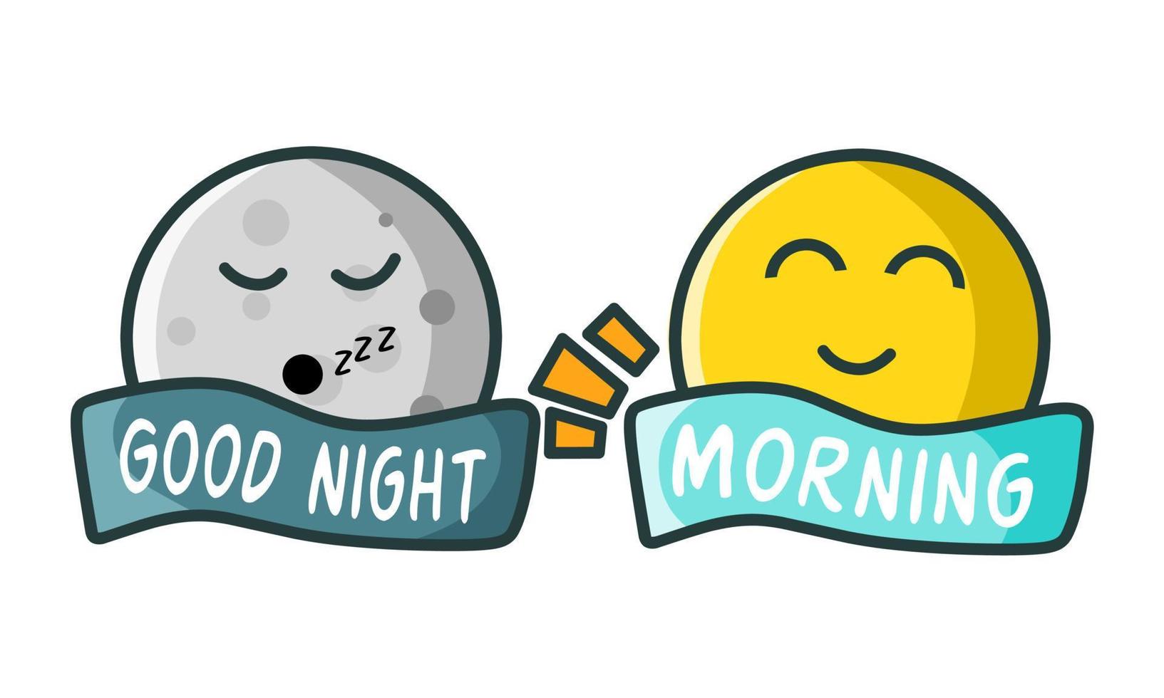 illustration vector of moon and sun emoticon,perfect for print,etc.