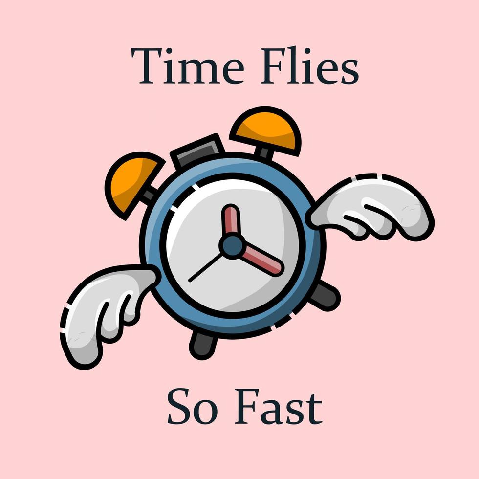 illustration vector of clock with wings,perfect for print,etc.