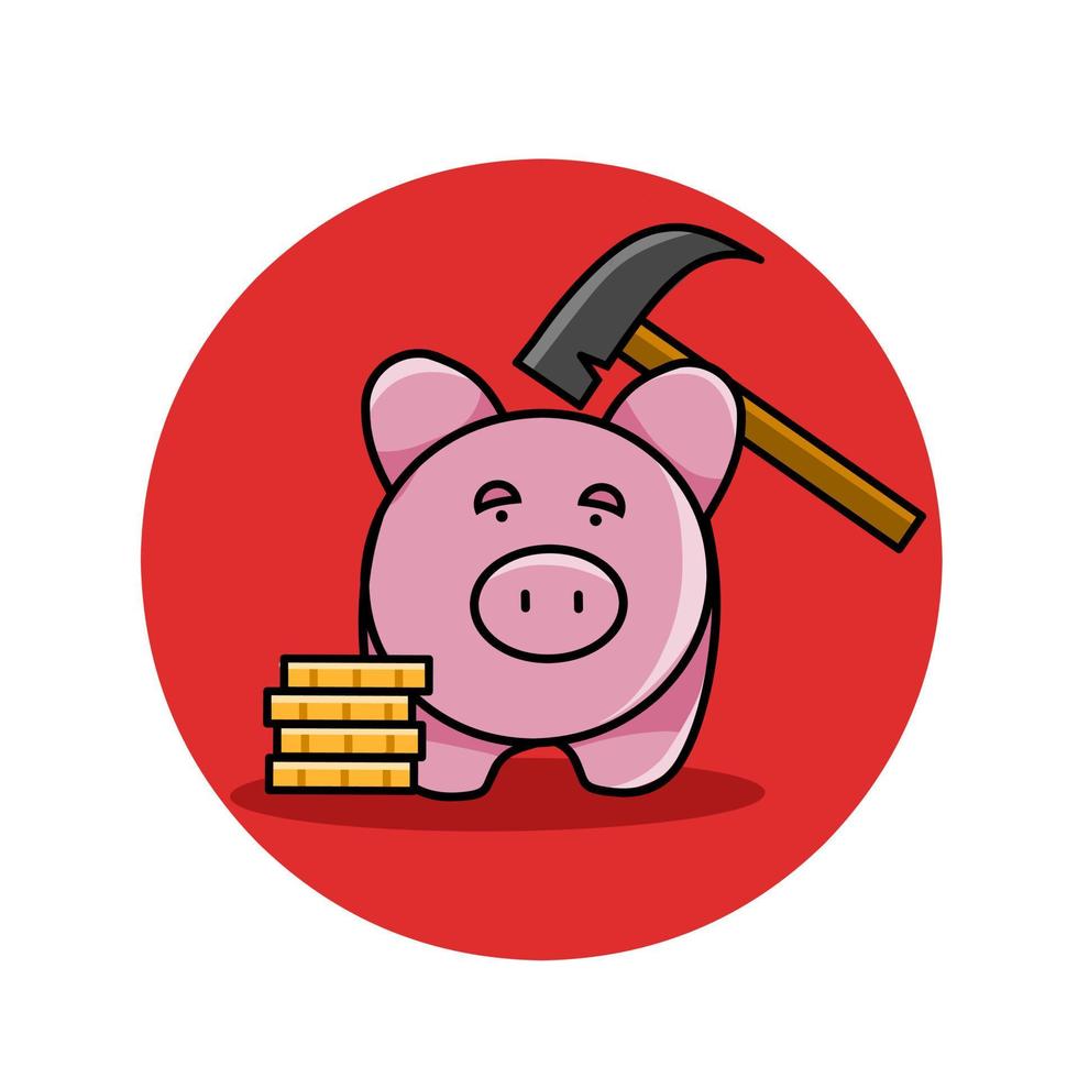 vector de ilustración de salvar cerdo y martillo perfecto para icono, etc.