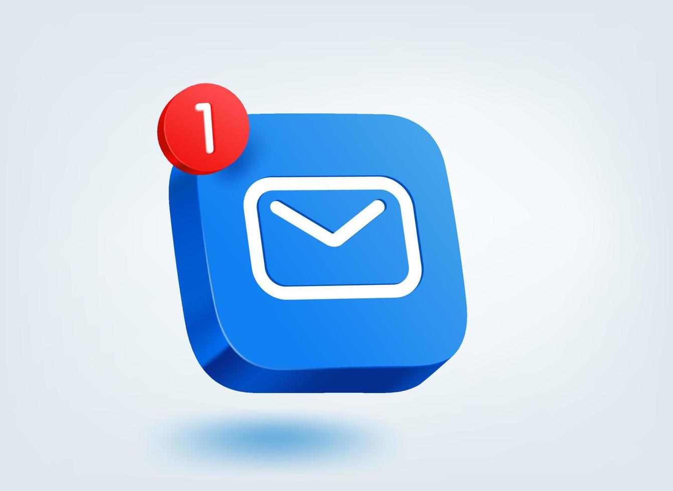 New email message concept. 3d vector mobile application icon with notification