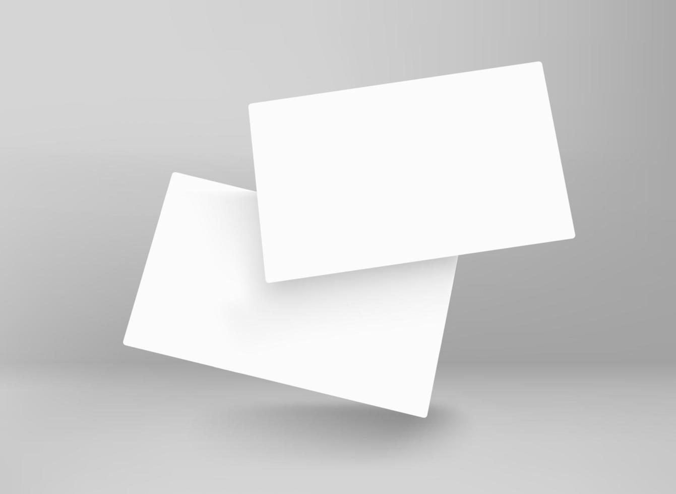 dos tarjetas de visita blancas en blanco en perspectiva. maqueta de vector 3d para marca