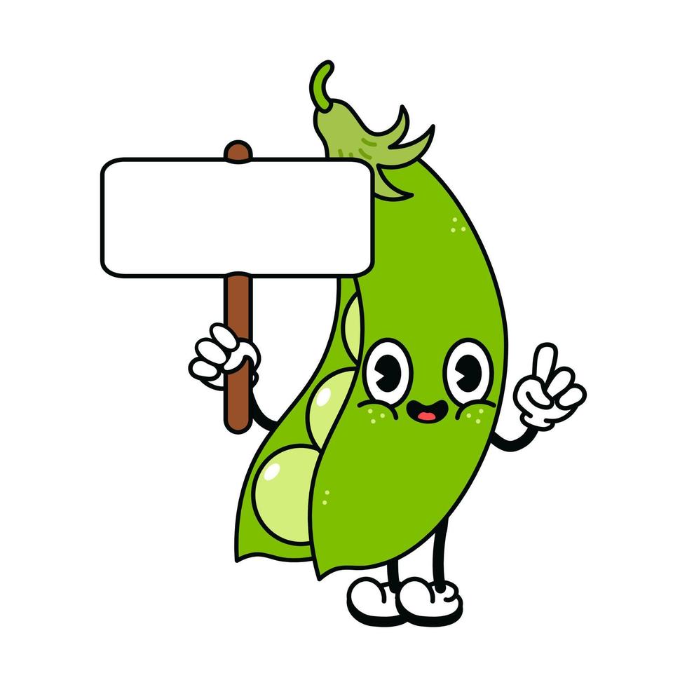 Cute funny peas with an inscription organic character. Vector hand drawn traditional cartoon vintage, retro, kawaii character illustration icon. Isolated white background. Peas pod character