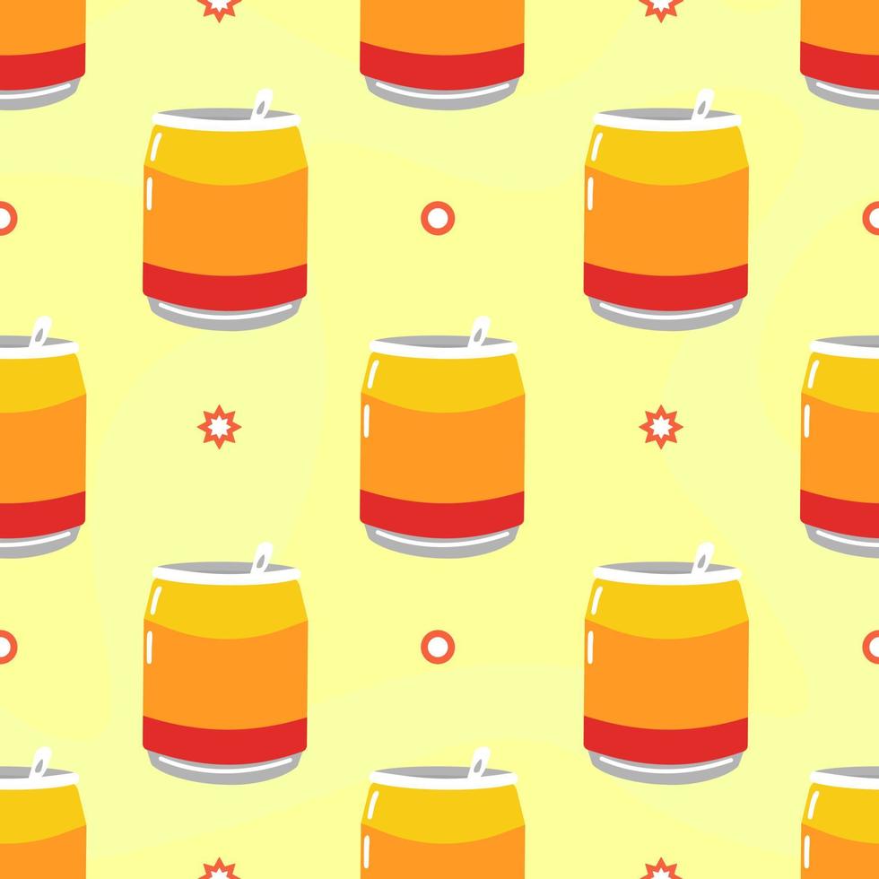 Funny cute happy can of soda pattern characters. Vector kawaii line cartoon style illustration. Cute can of soda pattern