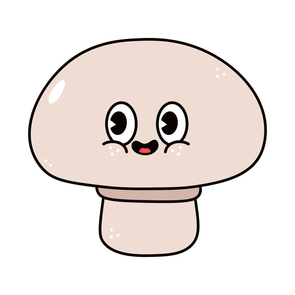 lindo, divertido, hongo, ondulación, mano, carácter vector