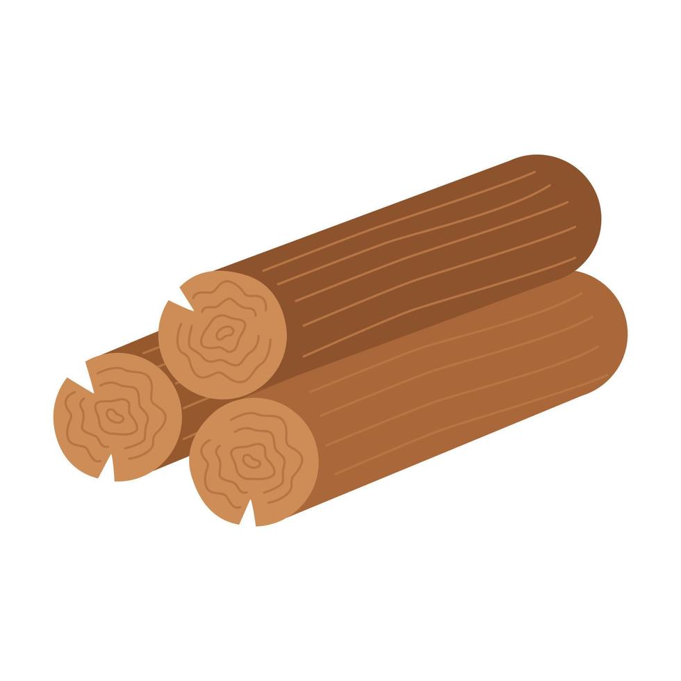 Vector illustration of wooden logs on white background.