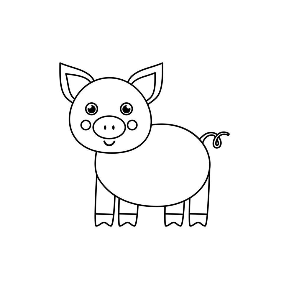 ilustración vectorial de cerdo blanco y negro sobre fondo blanco. vector