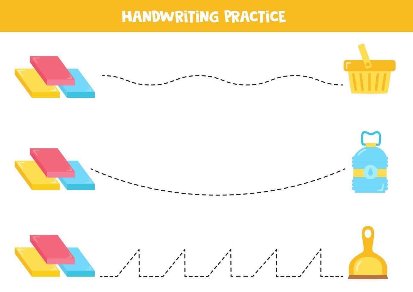 Tracing lines with plastic material. Writing practice. vector