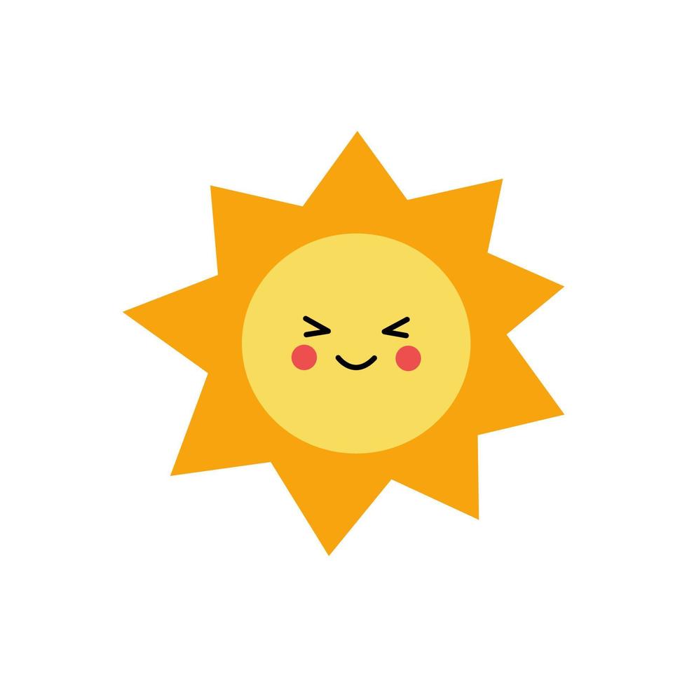 Vector illustration of cute sun on white background.