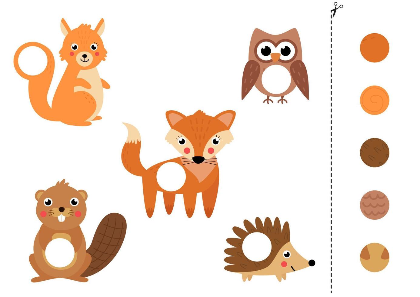 Cut and glue parts of cute forest animals. vector