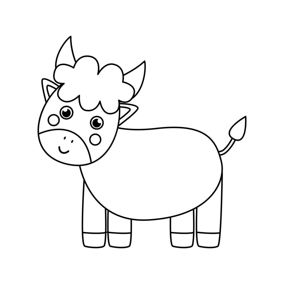 ilustración vectorial de toro blanco y negro sobre fondo blanco. vector