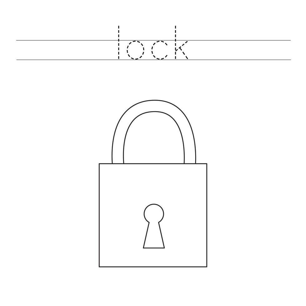 Trace word and color cartoon lock. 8008005 Vector Art at Vecteezy