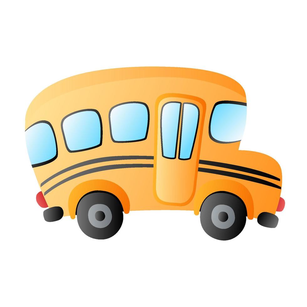 cartoon gradient transportation school bus vector isolated element