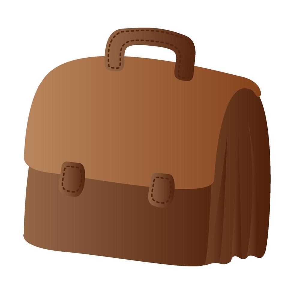 elemento aislado de vector de maletín de cuero marrón degradado de dibujos animados