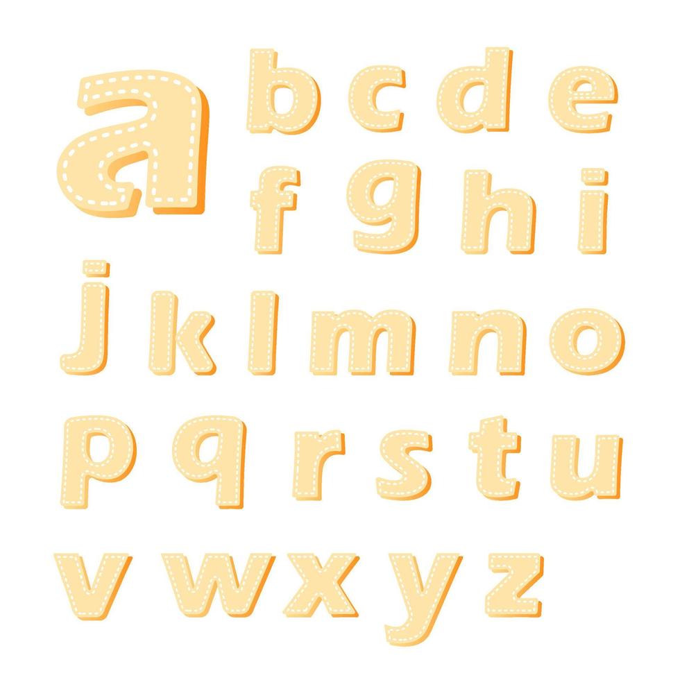 cartoon typographic design art lowercase alphabet collection vector