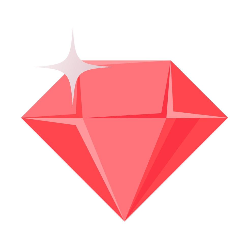 Cartoon red diamond vector isolated object illustration