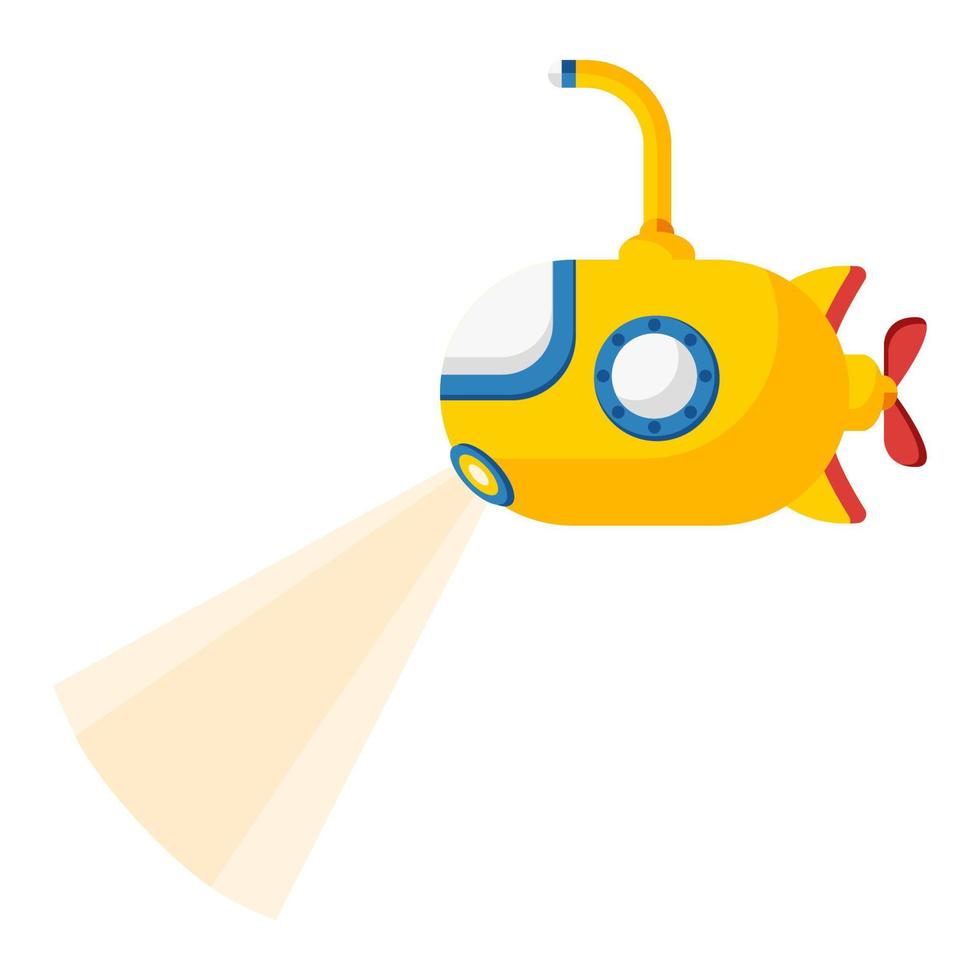 Cartoon yellow submarine vector isolated object illustration