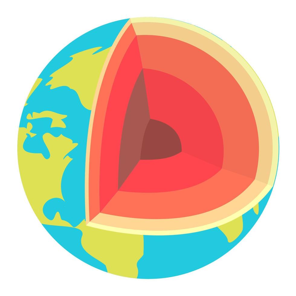 Cartoon earth cutaway vector isolated object