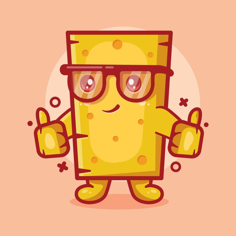 cute cheese character mascot with thumb up hand gesture isolated cartoon in flat style design vector